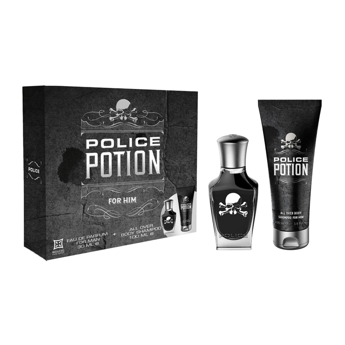 Police - Coffret Potion pour Lui - Eau de Toilette Vaporisateur 30ml + Shampoing Cheveux et Corps 100mll